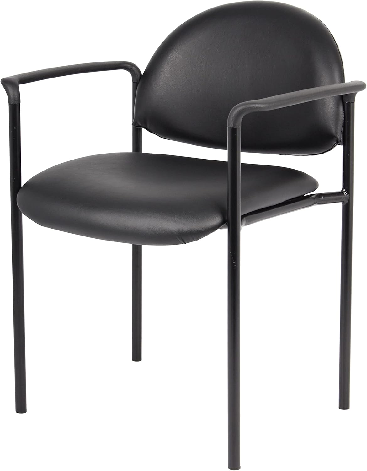 Boss Office Products Dimond Caressoft Stacking Chair with Arms in Black 250 lbs.