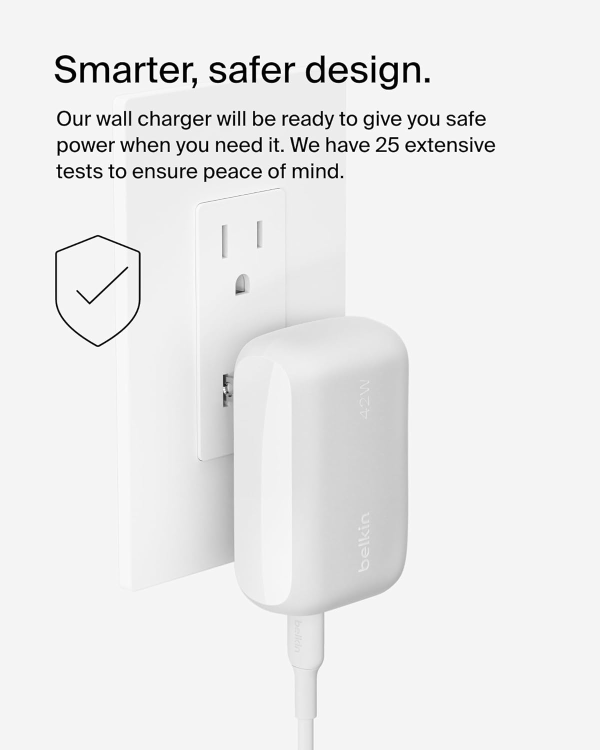 Belkin Dual Port Charger Block 42W, USB-C + USB-A Charger - Super Fast Charging - Samsung Galaxy S25, Apple iPhone 16, 15