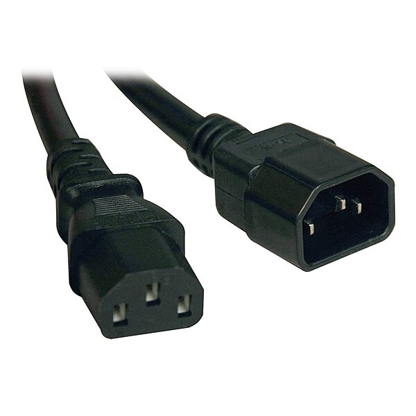 Tripp Lite Heavy-Duty Power Extension Cord 15A, 14AWG (IEC-320-C14 to IEC-320-C13) 1-ft.(P005-12N) Black 1 Foot (Pack of 1)