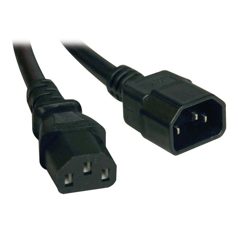 Tripp Lite Heavy-Duty Power Extension Cord 15A, 14AWG (IEC-320-C14 to IEC-320-C13) 1-ft.(P005-12N) Black 1 Foot (Pack of 1)