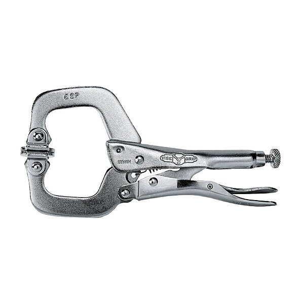 IRWIN Tools VISE-GRIP 18 The Original Locking C-Clamp with Swivel Pads (2” 50mm Clamping Gap) 6" Regular C-Clamp