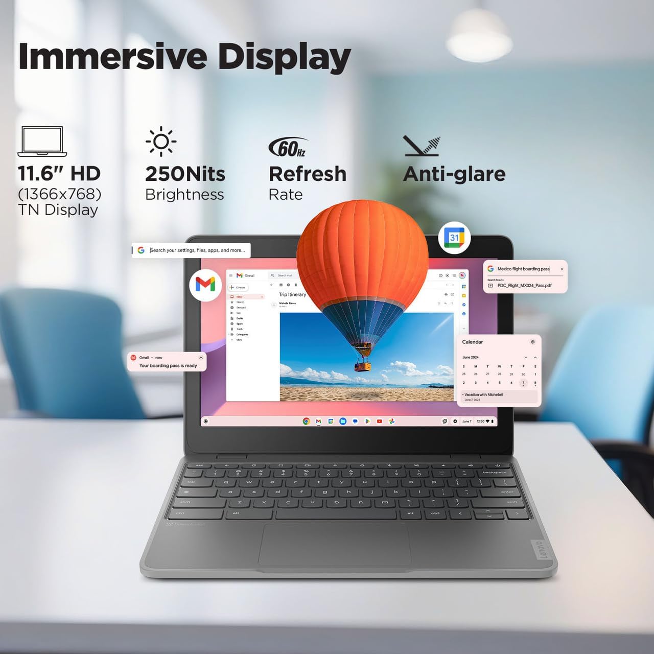 Lenovo 100e Chromebook Gen 4 82W0001FUS 11.6" Chromebook - HD - Octa-core (ARM Cortex A76 + Cortex A55) - 8 GB