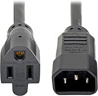 Tripp Lite Series NEMA 5-15R to C14 Power Cable Adapter, 1 foot / 0.3 Meters, UL Listed