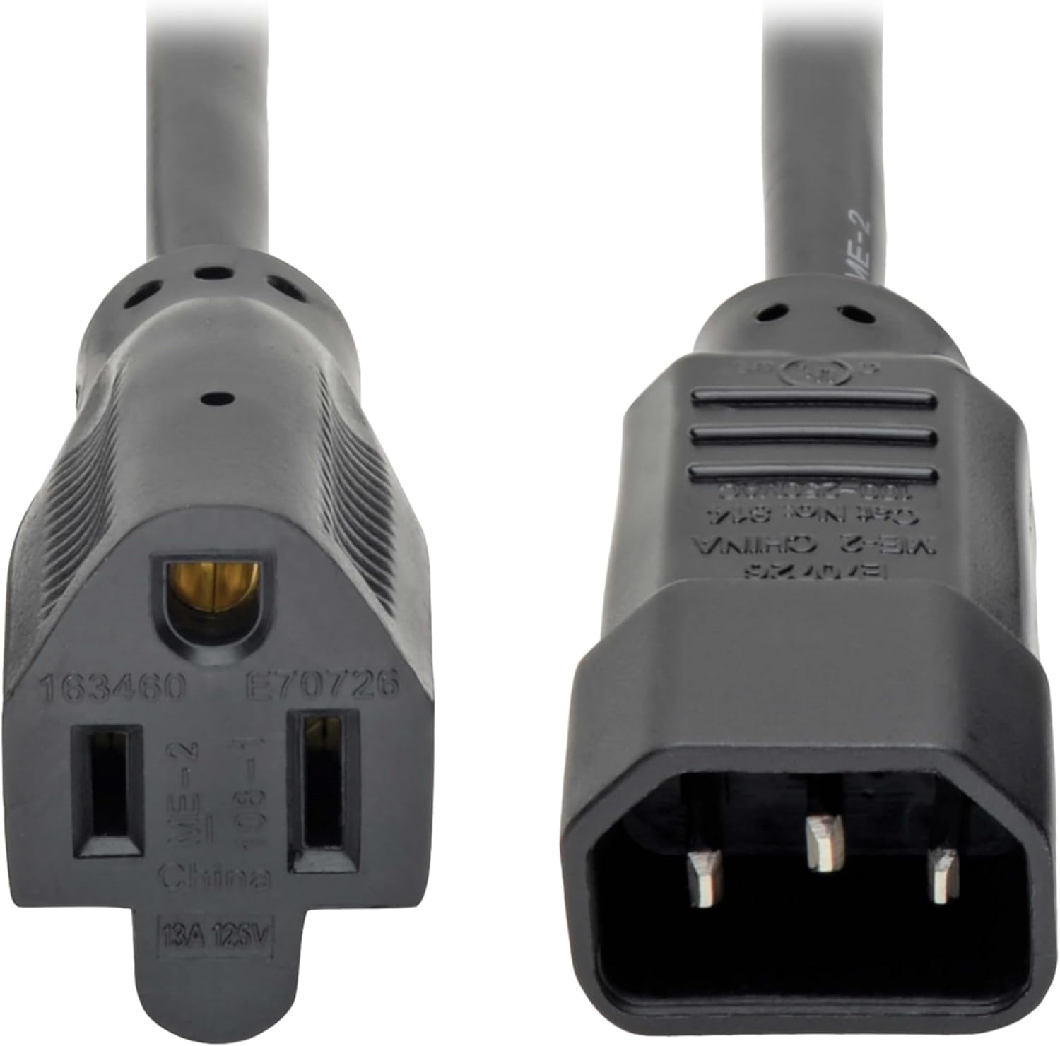 Tripp Lite Series NEMA 5-15R to C14 Power Cable Adapter, 1 foot / 0.3 Meters, UL Listed