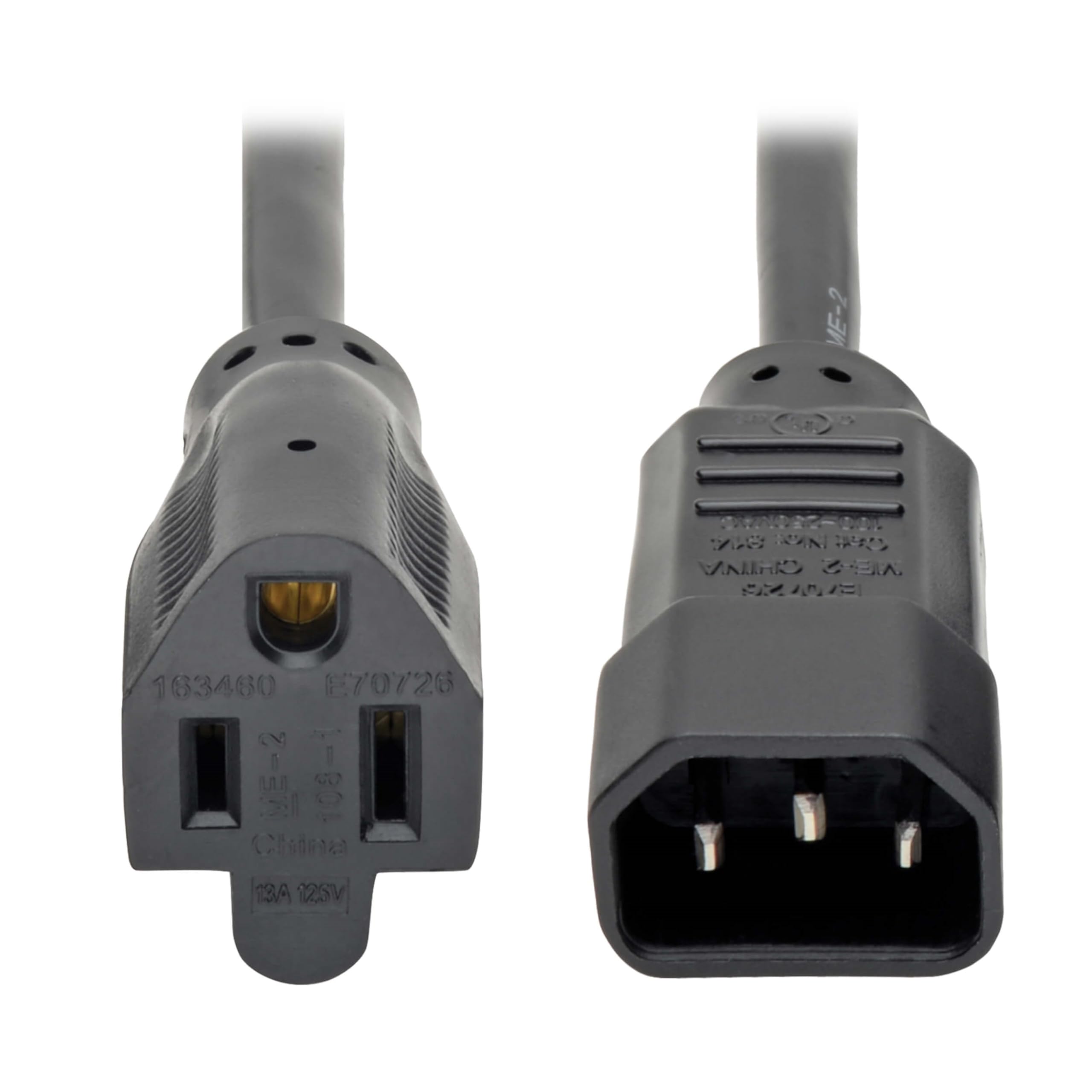 Tripp Lite Series NEMA 5-15R to C14 Power Cable Adapter, 1 foot / 0.3 Meters, UL Listed