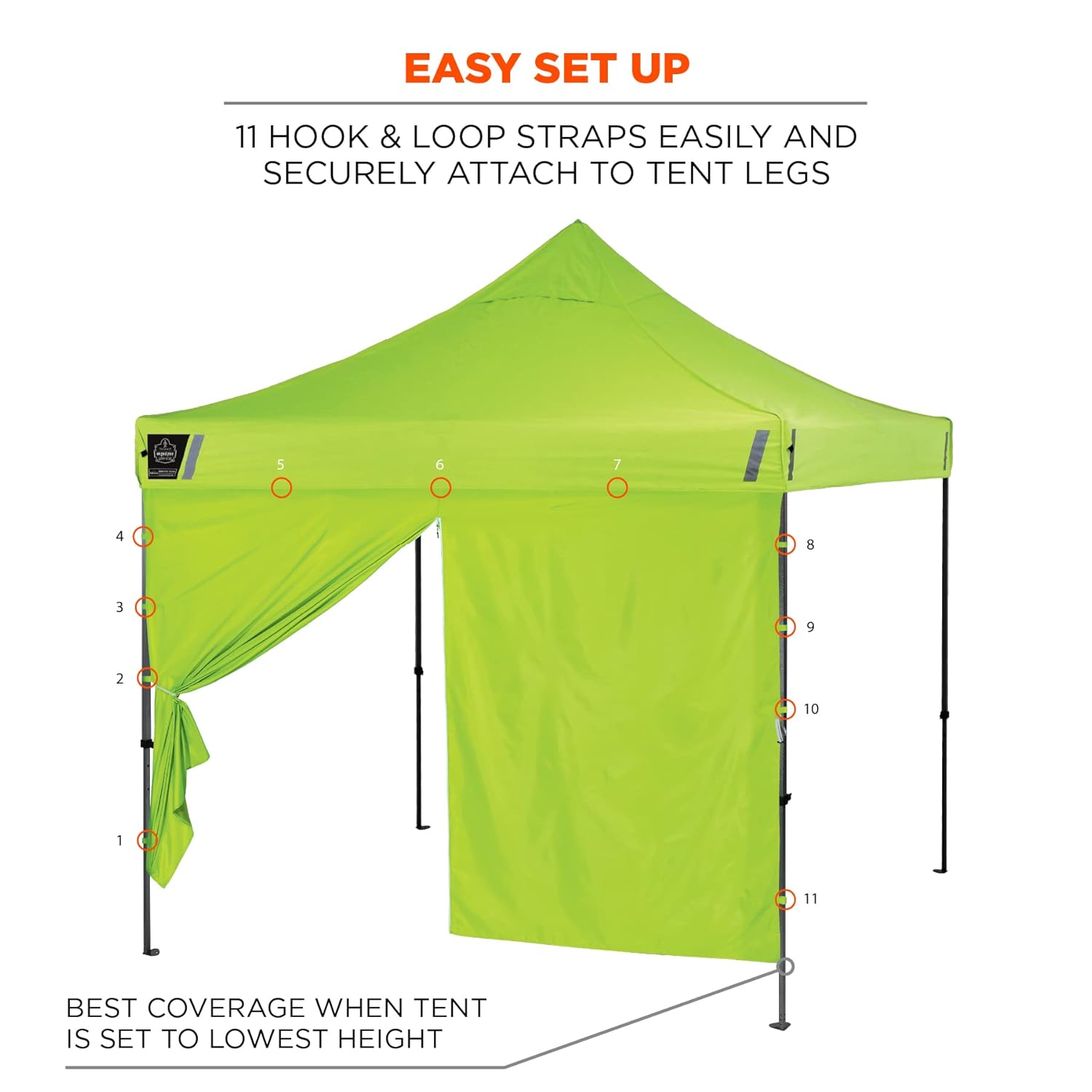Ergodyne SHAX 6096 Pop-Up Tent Sidewall with Zipper, Fits 10ft x 10ft