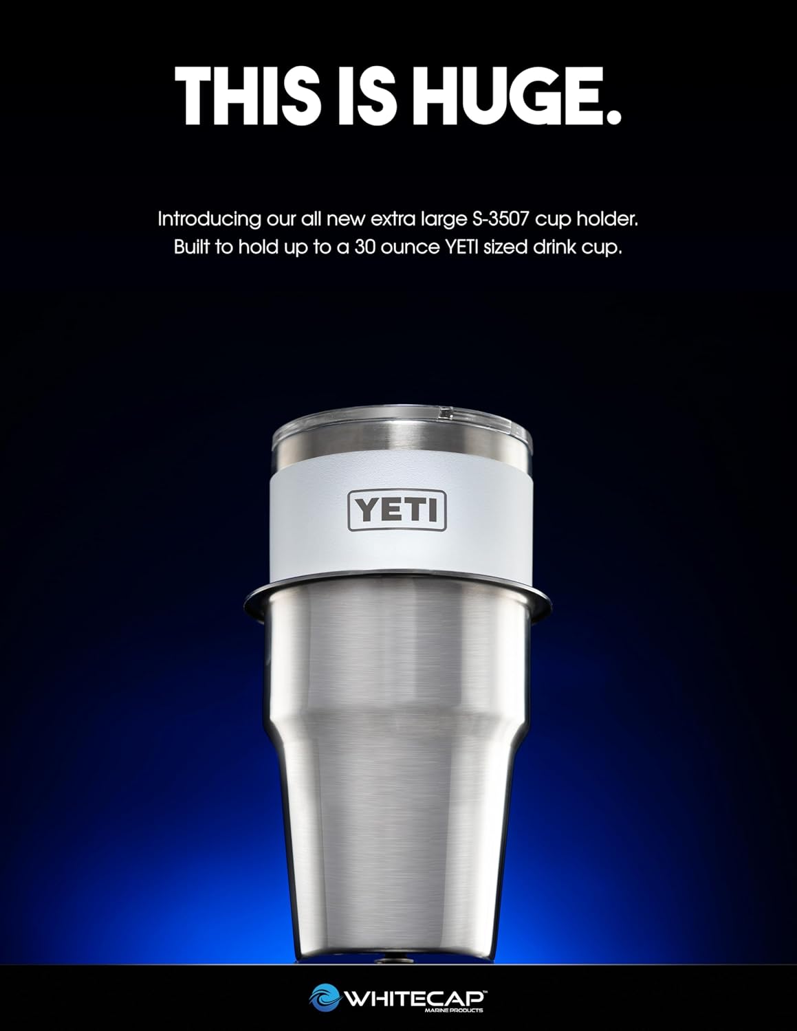 Whitecap Extra Large Stainless Steel Flush Cupholder