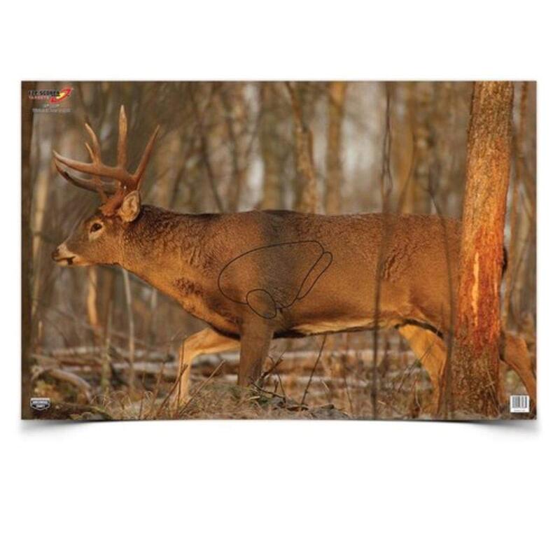 BIRCHWOOD CASEY 23" x 35" Eze-Scorer Highly Visible Non-Reactive Animal Shooting Paper Target (Folded), 2 Pack Whitetail Deer