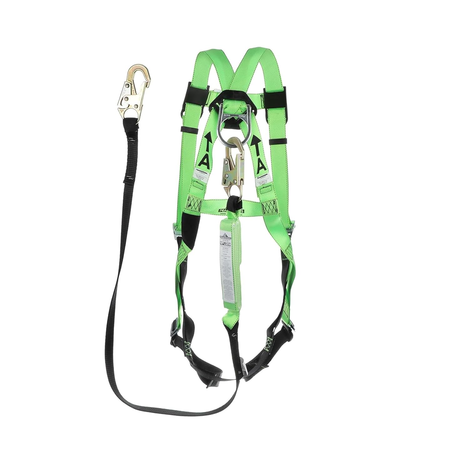 PeakWorks Safety Harness Fall Protection Lanyard Kit – Full Body, Industrial, ANSI Compliant, Adjustable, Hi Vis, 6 FT
