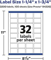 Avery Matte White Rectangle Labels, Sure Feed Technology, 1.25" x 1.75"