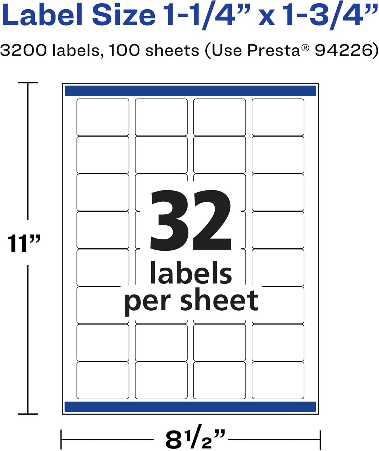 Avery Matte White Rectangle Labels, Sure Feed Technology, 1.25" x 1.75"