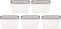 IRIS USA 40 Quart Stack & Pull Clear Storage Box, Gray, 5 Pack