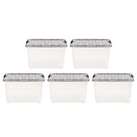 IRIS USA 40 Quart Stack & Pull Clear Storage Box, Gray, 5 Pack