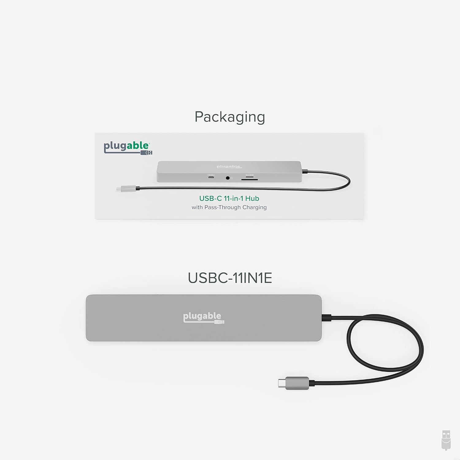 Plugable 11-in-1 USB-C Hub, 100W USB-C Pass-Through, Laptop Docking Station Dual Monitor, 4K 60Hz HDMI