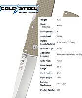 COLD STEEL SR1 Folding Knife with CPM-S35VN Steel and G-10 Handle