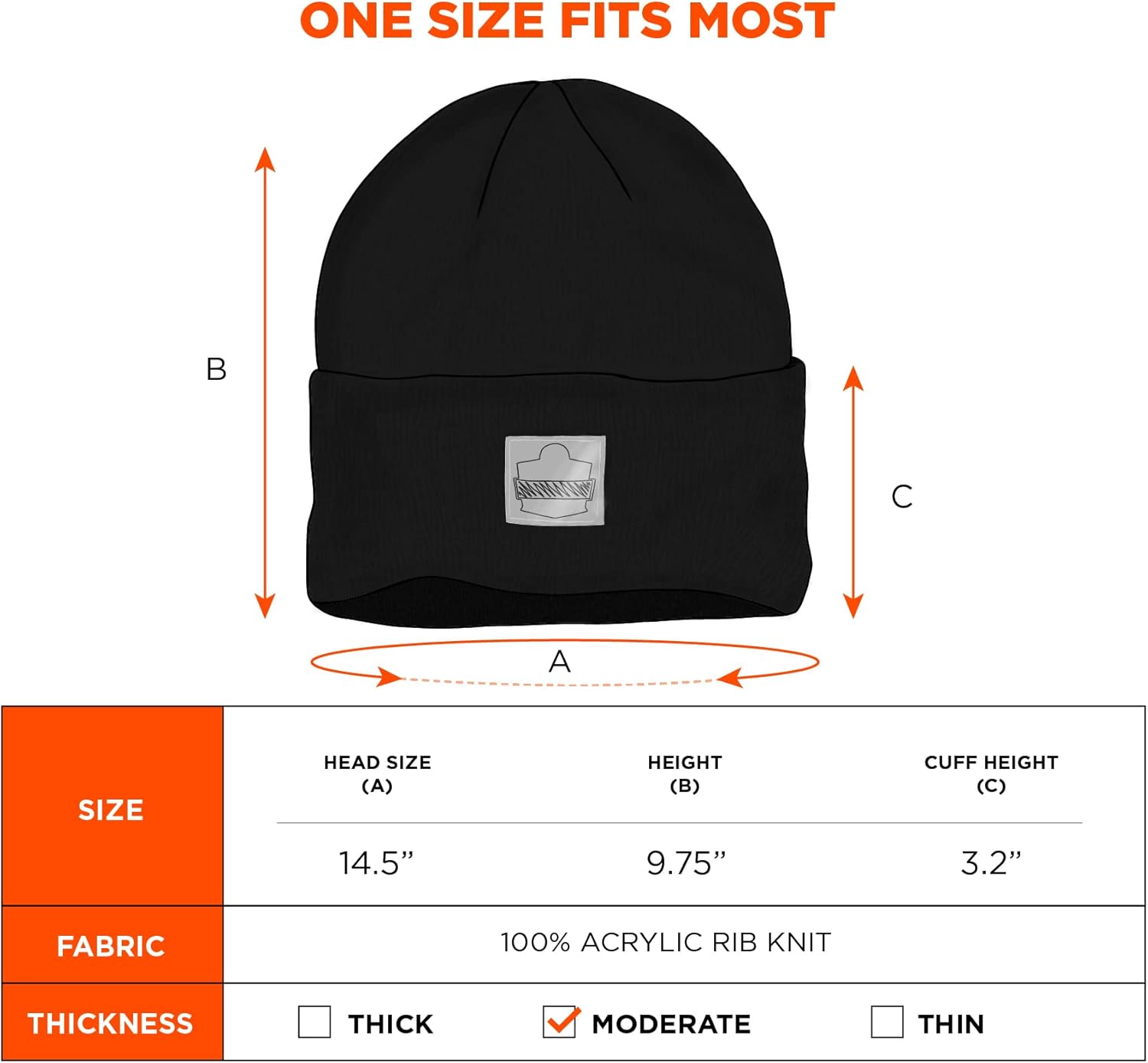 Ergodyne N-Ferno 6806 Cuffed Rib Knit Acrylic Beanie