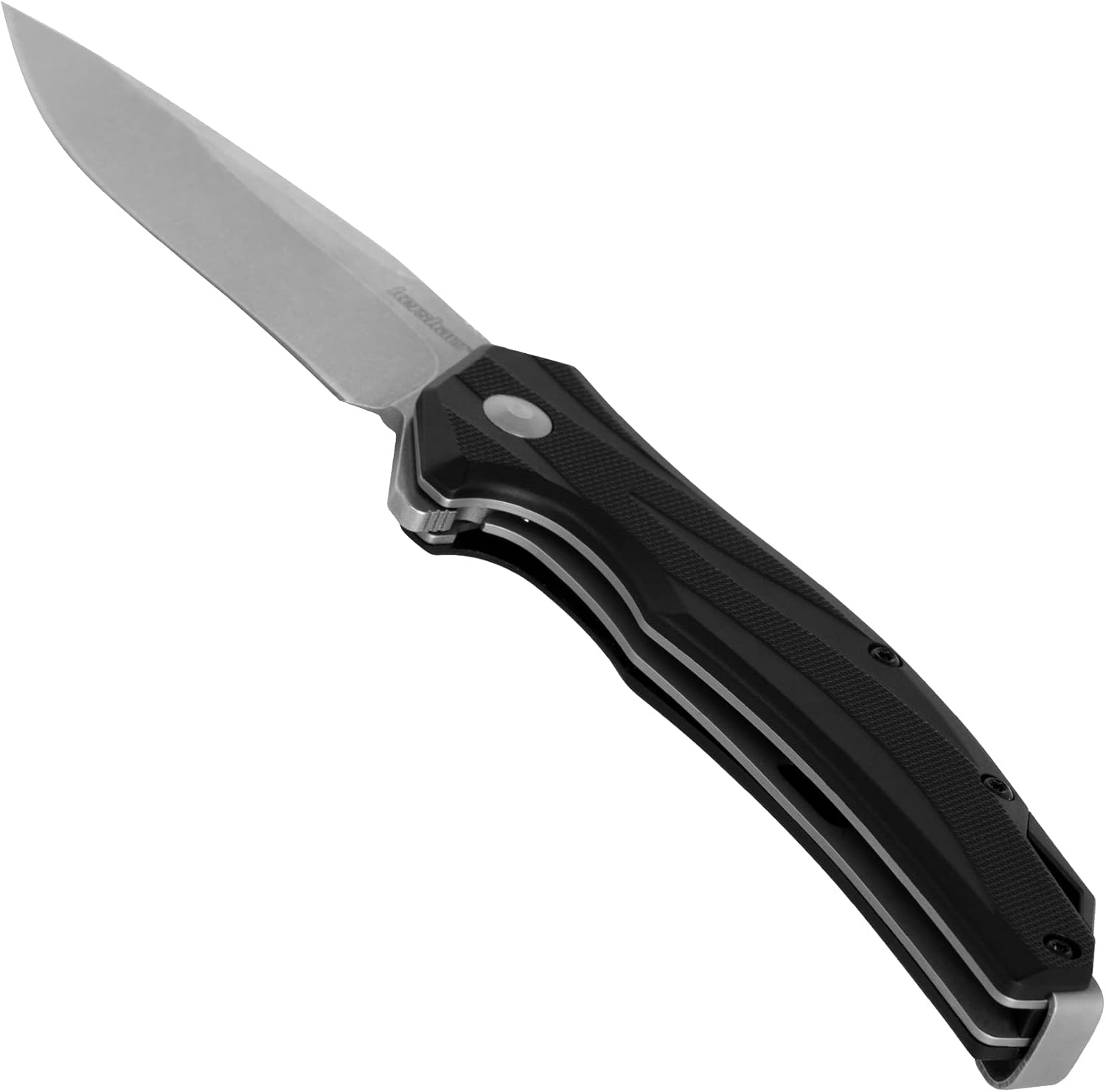 Kershaw Lateral Folding Pocket Knife, 3.1 inch Stonewashed Blade, Pocketclip,BLACK