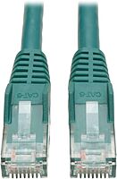 Tripp Lite Cat6 Gigabit Ethernet Snagless Molded Patch Cable 24 AWG 550MHz Premium UTP, Green, RJ45 M/M 4' (N201-004-GN)