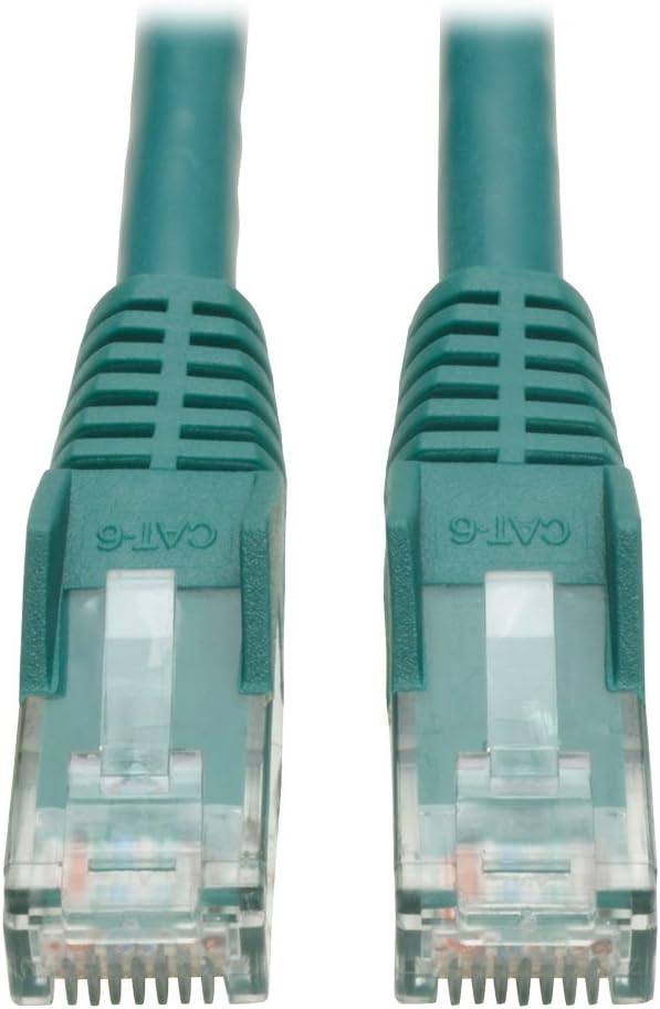 Tripp Lite Cat6 Gigabit Ethernet Snagless Molded Patch Cable 24 AWG 550MHz Premium UTP, Green, RJ45 M/M 4' (N201-004-GN)