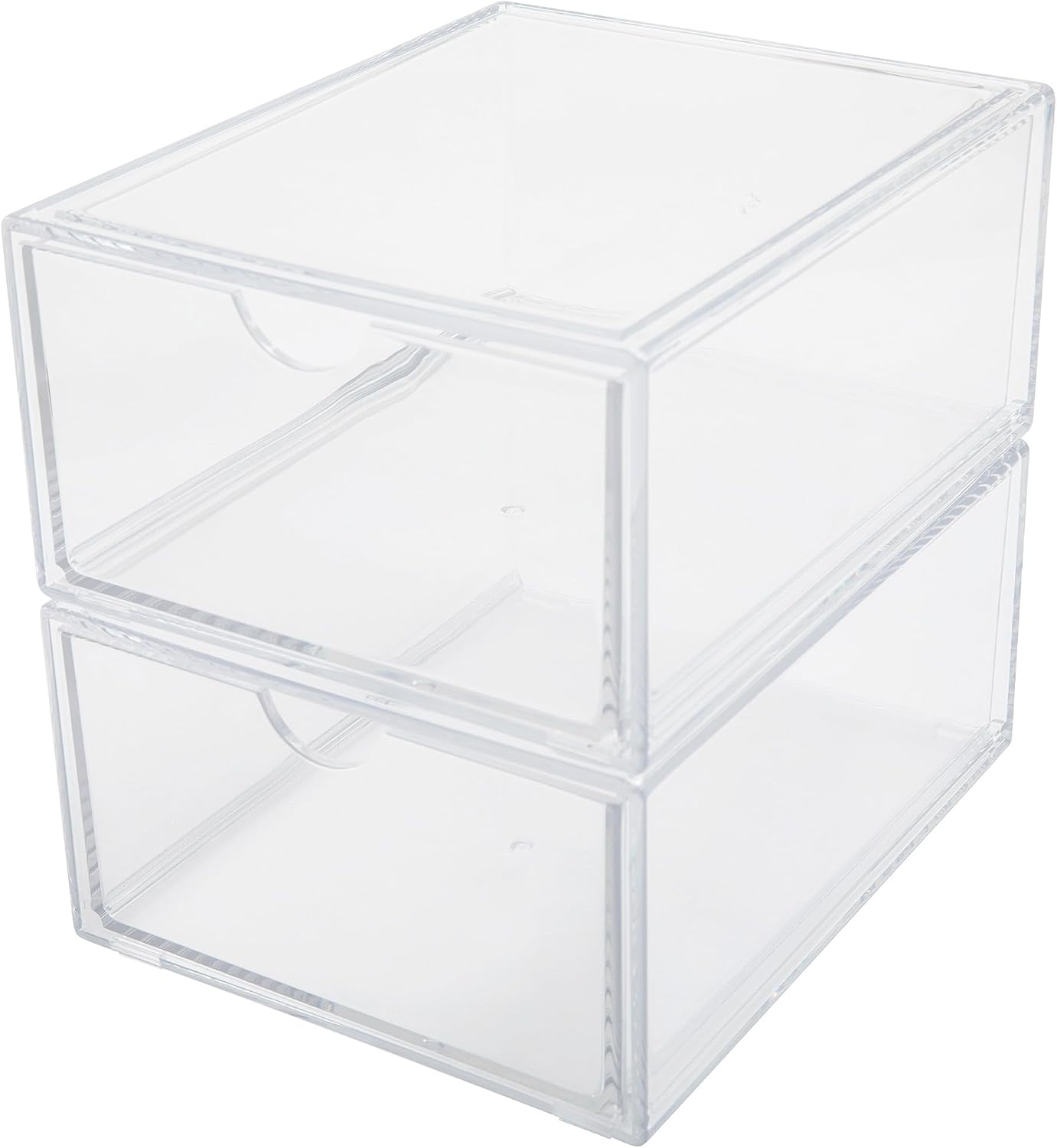 Martha Stewart Brody Desk Organizer with Drawers, Stackable Plastic Storage Box