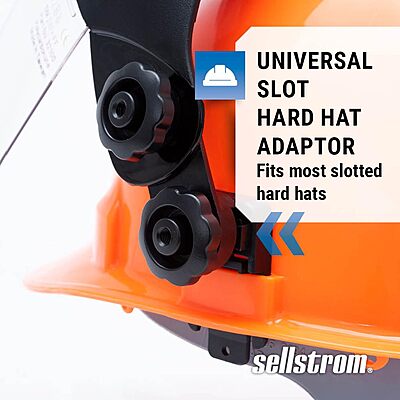 SELLSTROM Safety Face Shield with Universal Hard Hat Slot Adapter, Clear Anti-Fog Polycarbonate