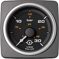 Veratron 52 MM (2-1/16") AcquaLink Transmission Oil Pressure 30 Bar/440 PSI - Black Dial &amp; Bezel