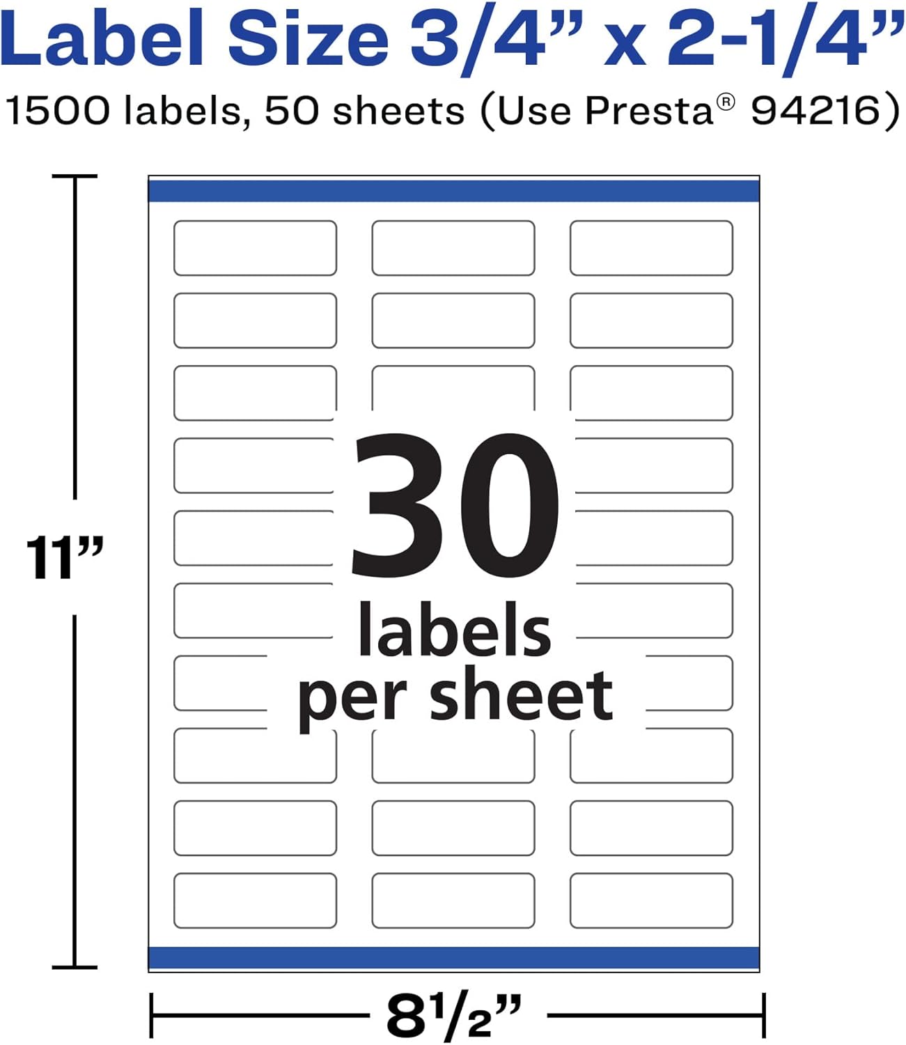 Avery Matte White Rectangle Labels, Sure Feed Technology, 0.75" x 2.25", Permanent Adhesive, Laser/Inkjet Printable