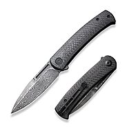 CIVIVI Caetus Pocket Knife for Men,Flipper Knife with 3.48" Damascus Blade Twill Carbon Fiber Handle