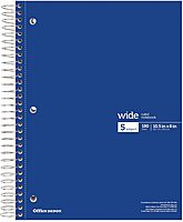 Office Depot® Wirebound Notebooks, 8" x 10-1/2", 5 Subjects, Wide Ruled, 180 Sheets, Assorted Colors, Pack Of 6 Notebooks