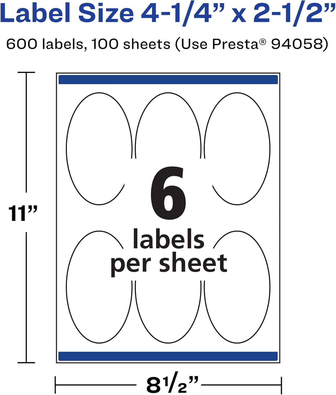 Avery Matte White Oval Printable Labels, Sure Feed Technology, 4.25 x 2.5, Permanent Adhesive