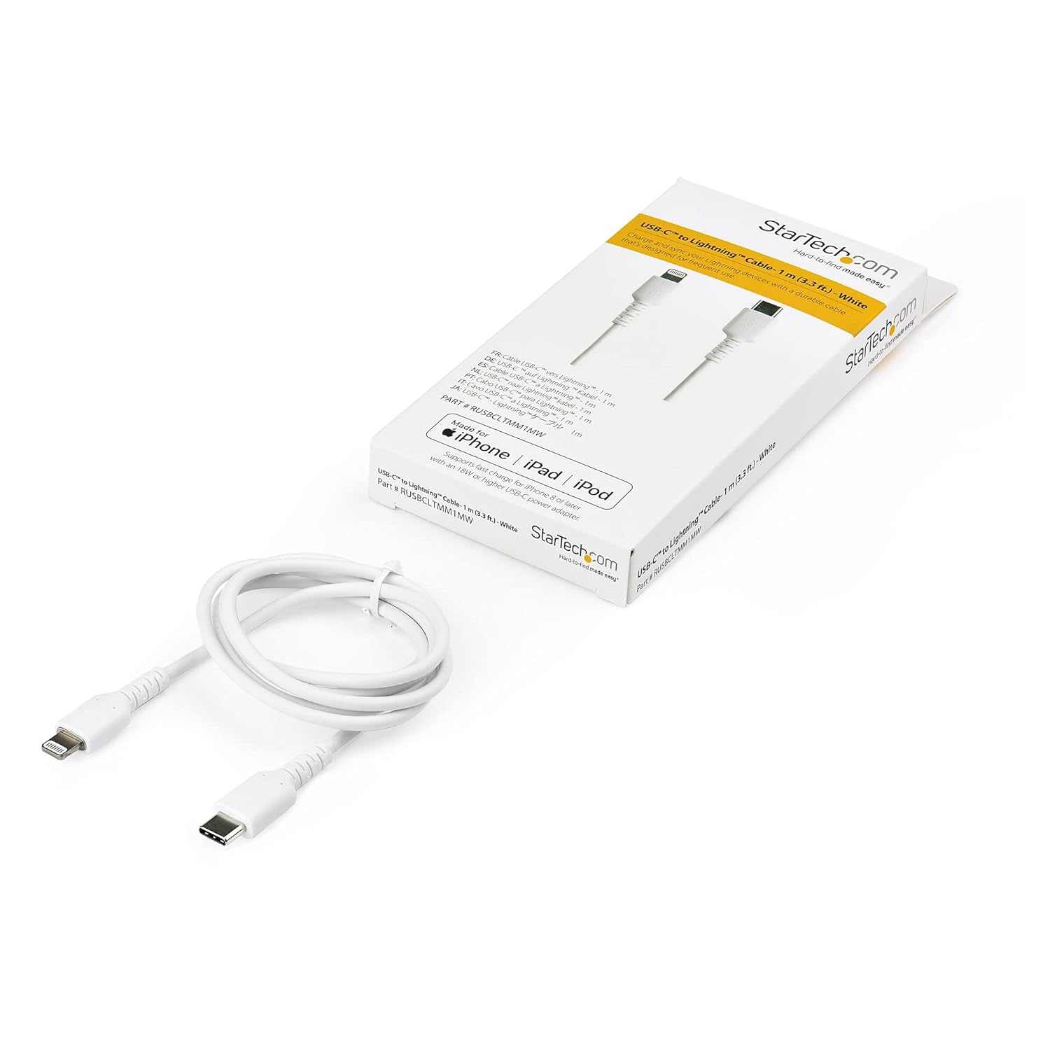 StarTech.com Durable USB-C to Lightning Cable (Apple MFi Certified)