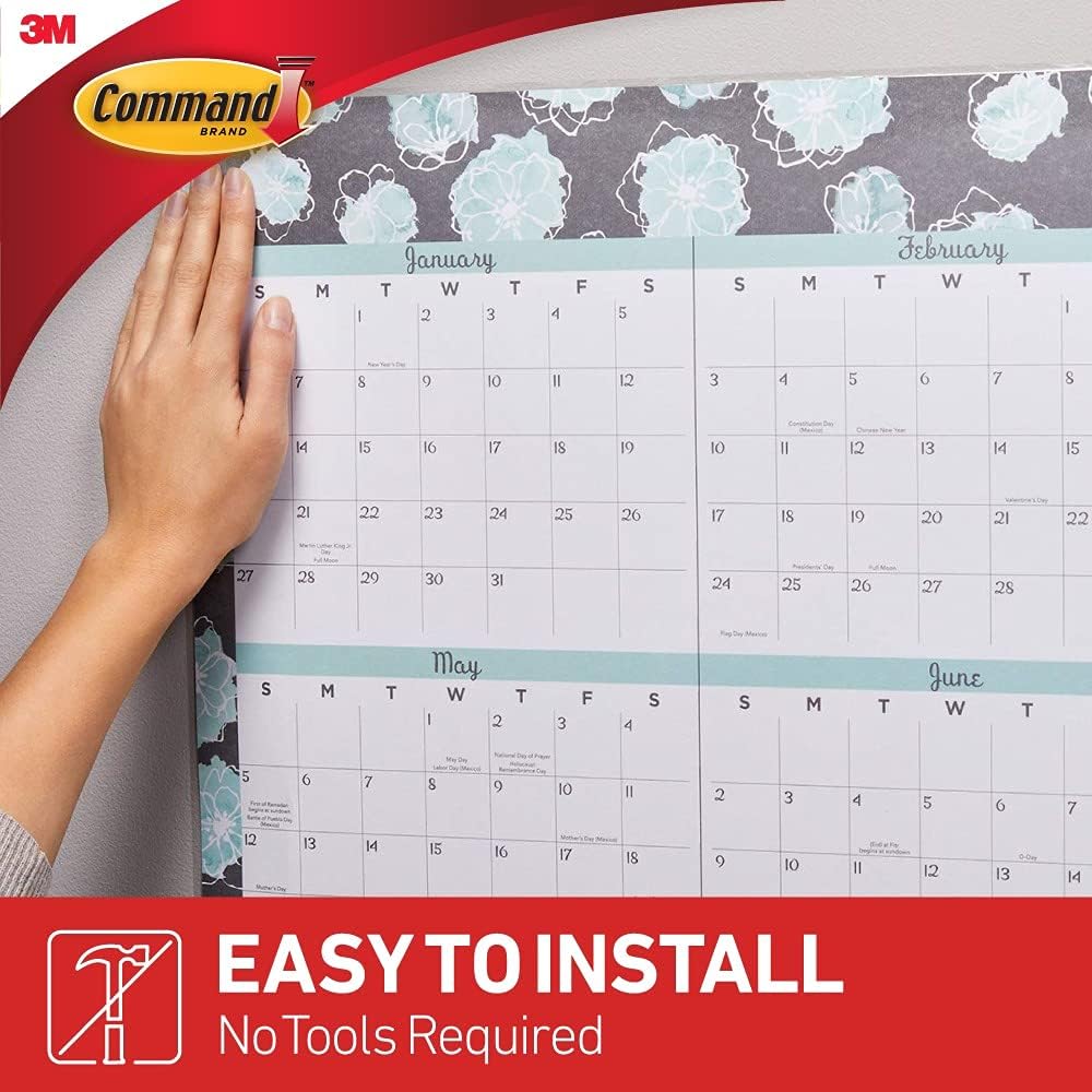 Command Poster Strips, Removable, Holds Up to 1 Lb Per Pair, 0.63 X 1.75, White, 12/Pack