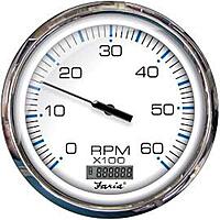 Faria 33863 Chesapeake Stainless Steel Tachometer with Hourmeter (6000 RPM) Gas - 5", White