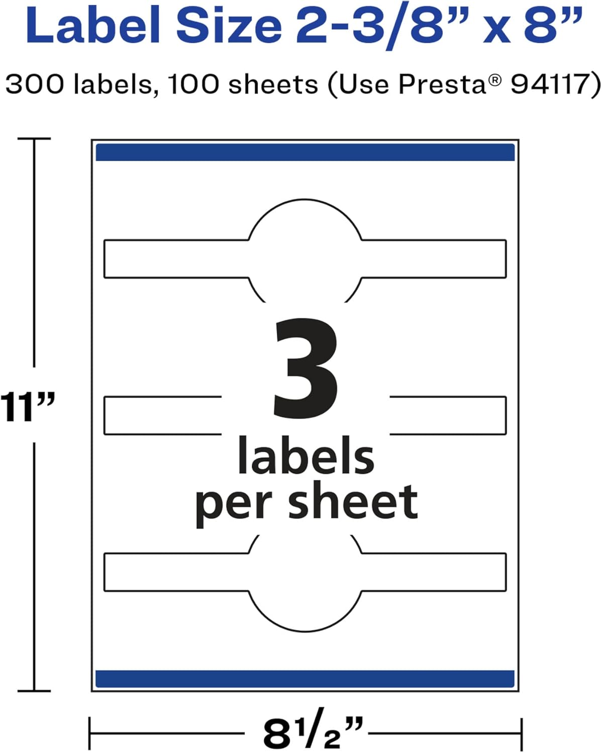 Avery Glossy White Wraparound Band Labels, Sure Feed Technology, 2-3/8" x 8"