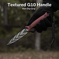 CIVIVI Perfrico Fixed Blade Knife 4.49" Single-edge 14C28N Full Tang Textured G10 Handle with Kydex Sheath, T-clip and Lanyard