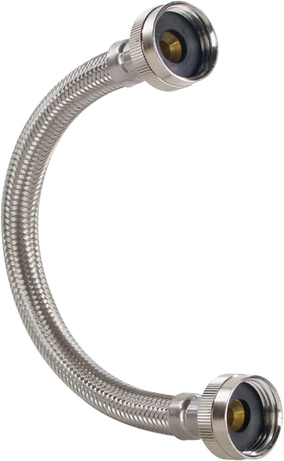 Certified Appliance Accessories Braided Stainless Steel Water-Inlet Hose, Female to Female - 12in - Silver