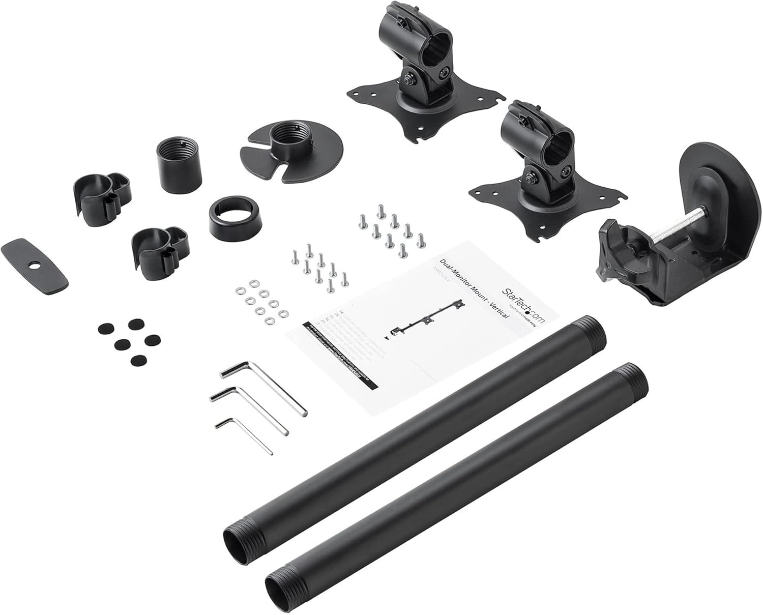 StarTech.com Vertical Desk Mount Dual Monitor Arm - for Monitors 13 to 27 - Adjustable - Desk Clamp/Grommet-Hole Mount