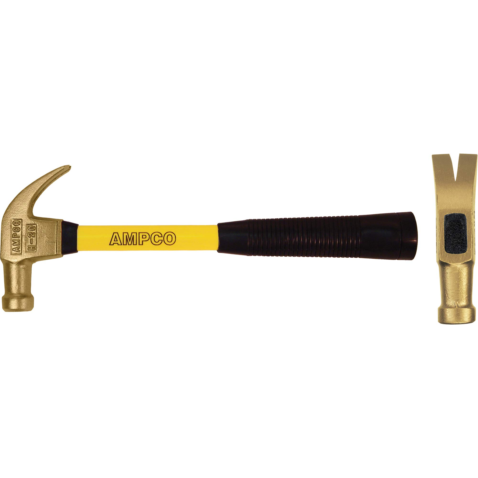 Ampco Safety Tools H-20FG Hammer, Claw, Non-Sparking, Non-Magnetic, Corrosion Resistant, 1 lb, 14" OAL