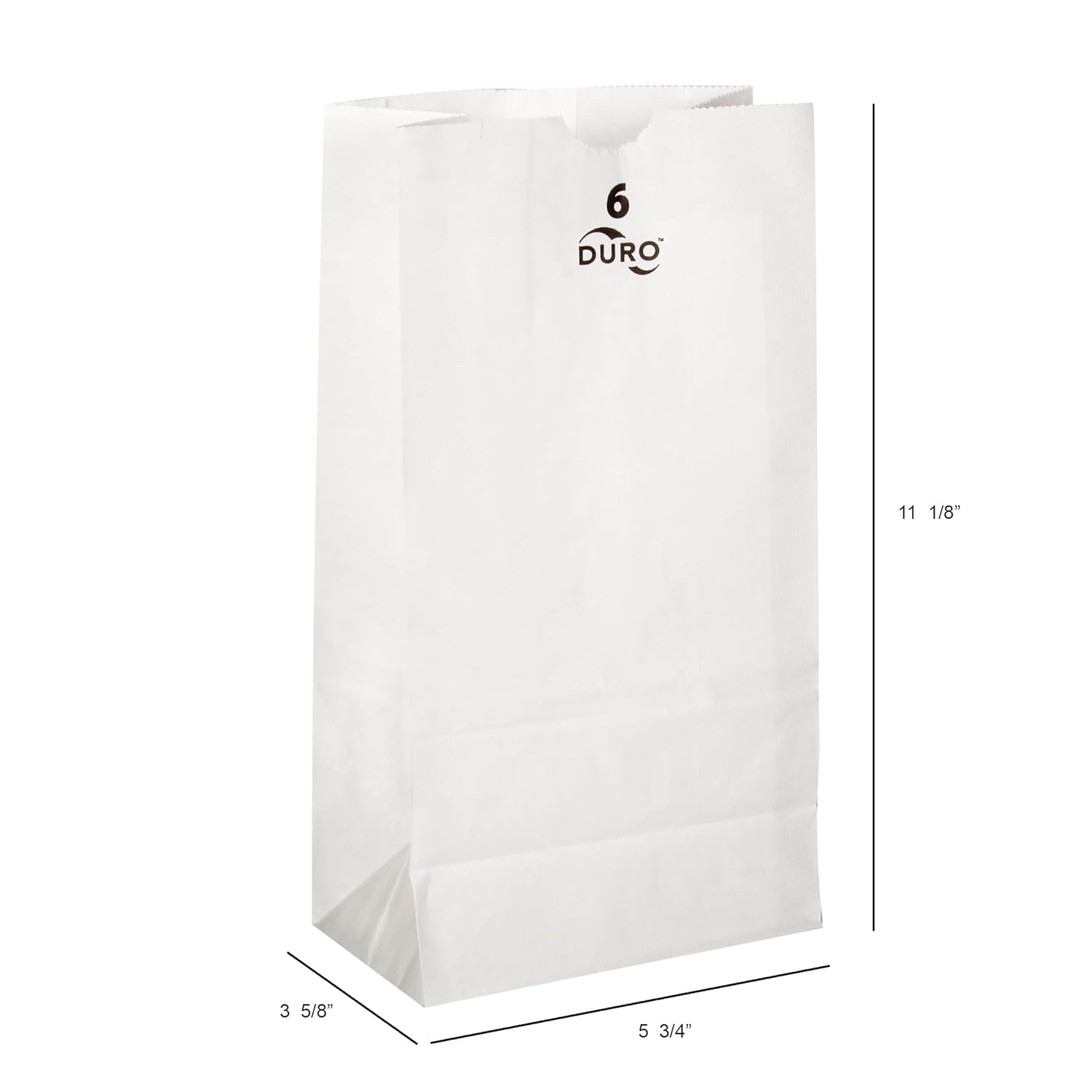 Duro 6# White Paper Bags 500-Count, Bulk Disposable Paper Lunch Sacks, SOS Bags for Popcorn, Candy