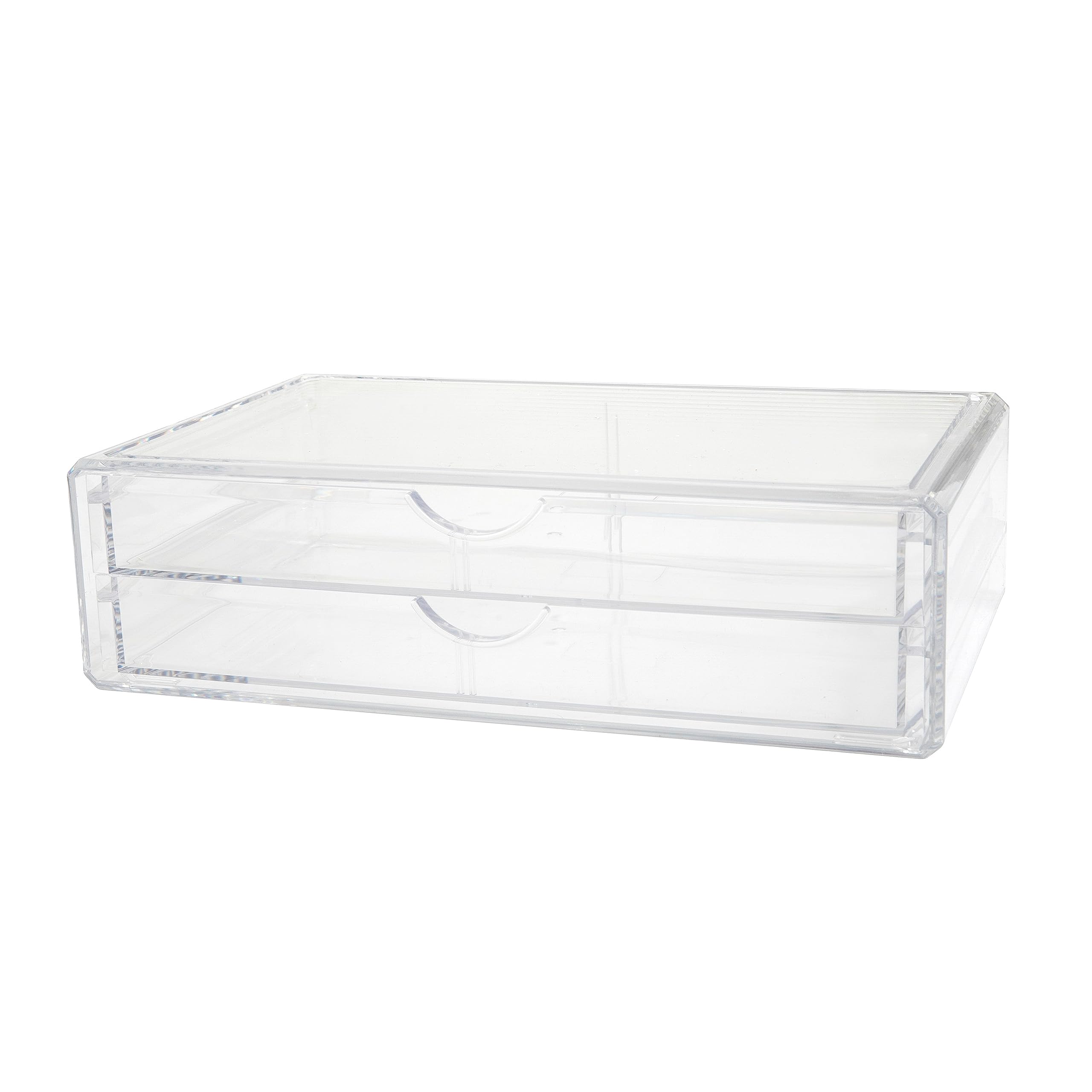 Martha Stewart Brody Desk Organizer with Drawers, Stackable Plastic Storage Box