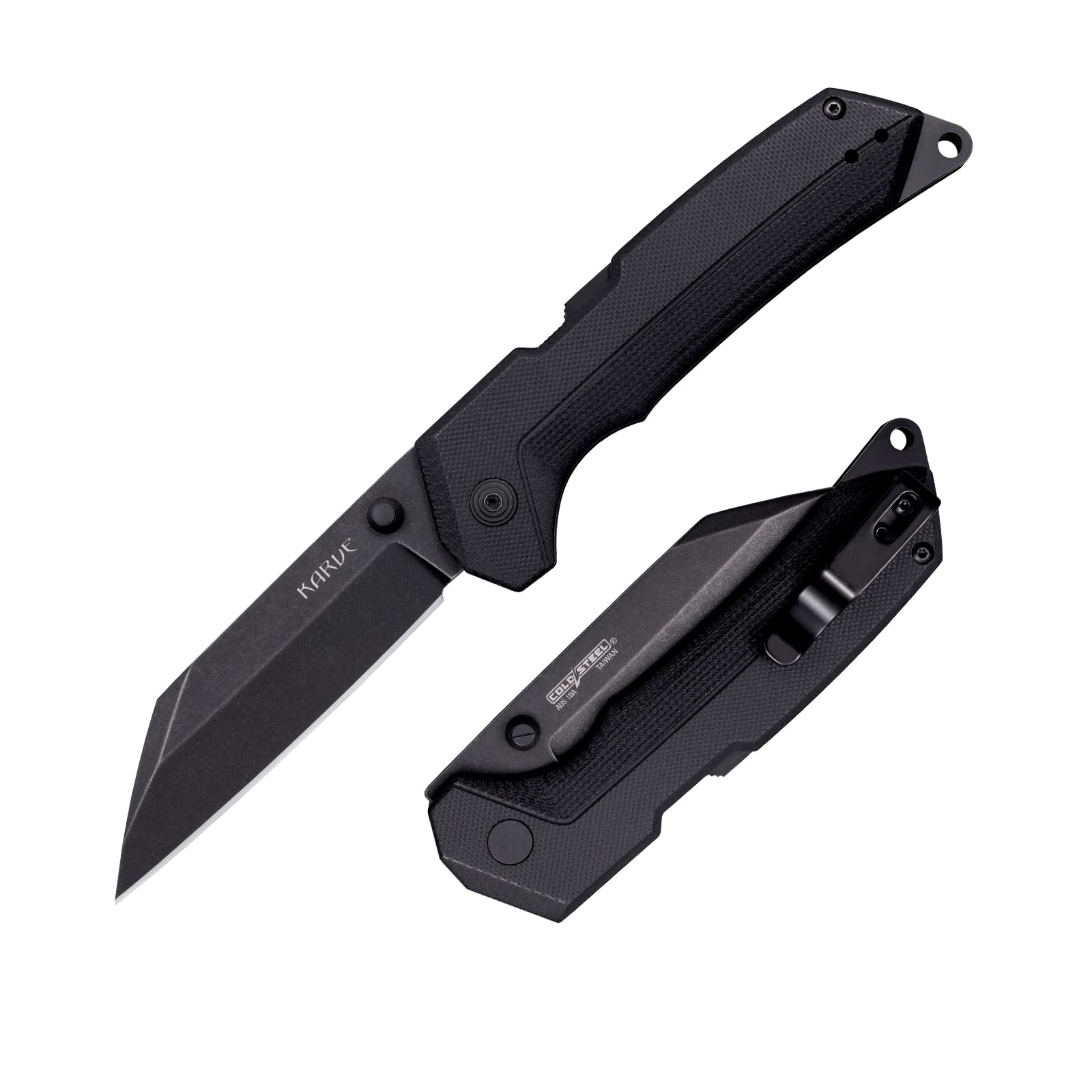 Cold Steel Karve 3.75" AUS10A Razor-Sharp Blade 4.875" G-10 Handle Everyday Carry Outdoor Tactical Folding Knife w/Atlas Lock