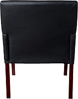 Boss Office Products Reception and Guest Box Arm Chairs with Mahogany Finish in Black Arm Chair + Guest Chair