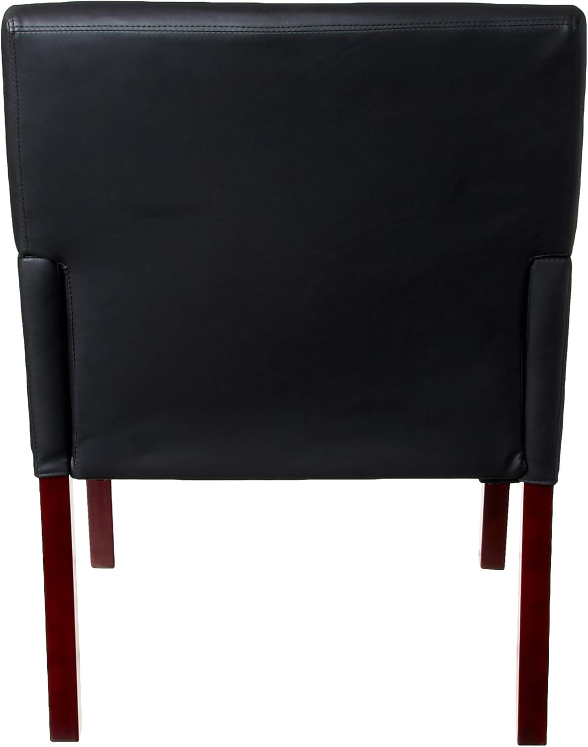 Boss Office Products Reception and Guest Box Arm Chairs with Mahogany Finish in Black Arm Chair + Guest Chair