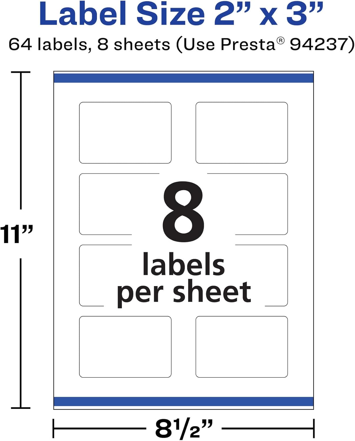 AVERY Durable Removable Rectangle Labels, Sure Feed Technology, 2" x 3", Matte White Film
