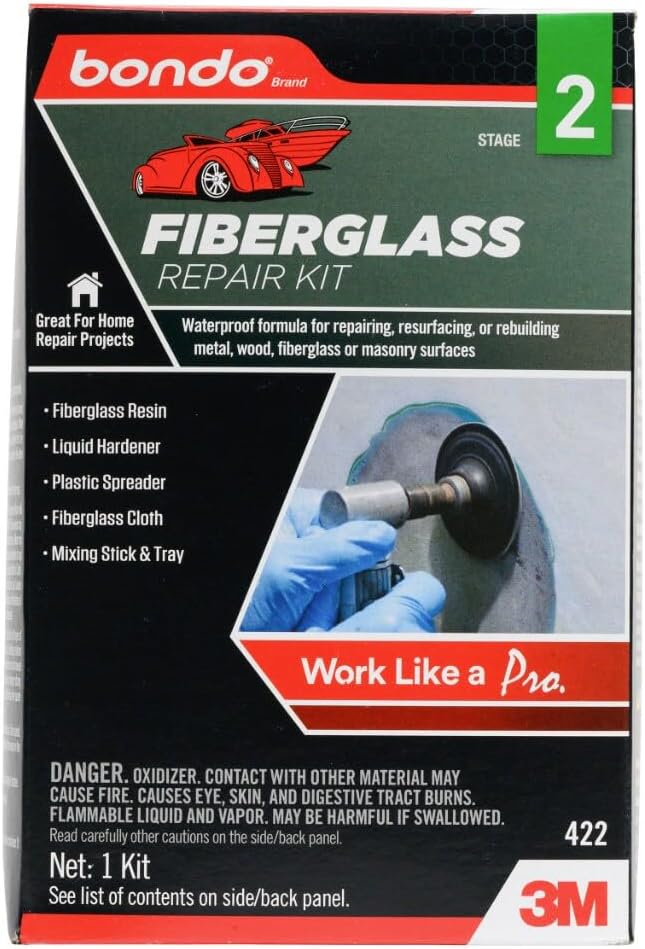 Bondo Fiberglass Resin Repair Kit, 00422, 0.9 Quart
