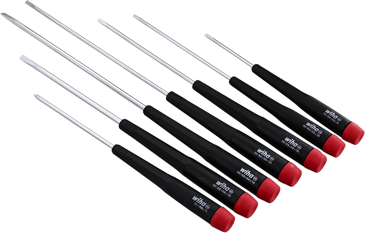 Wiha 26092 Slotted and Phillips Screwdriver Set with Precision Handle, Long, 7 Piece