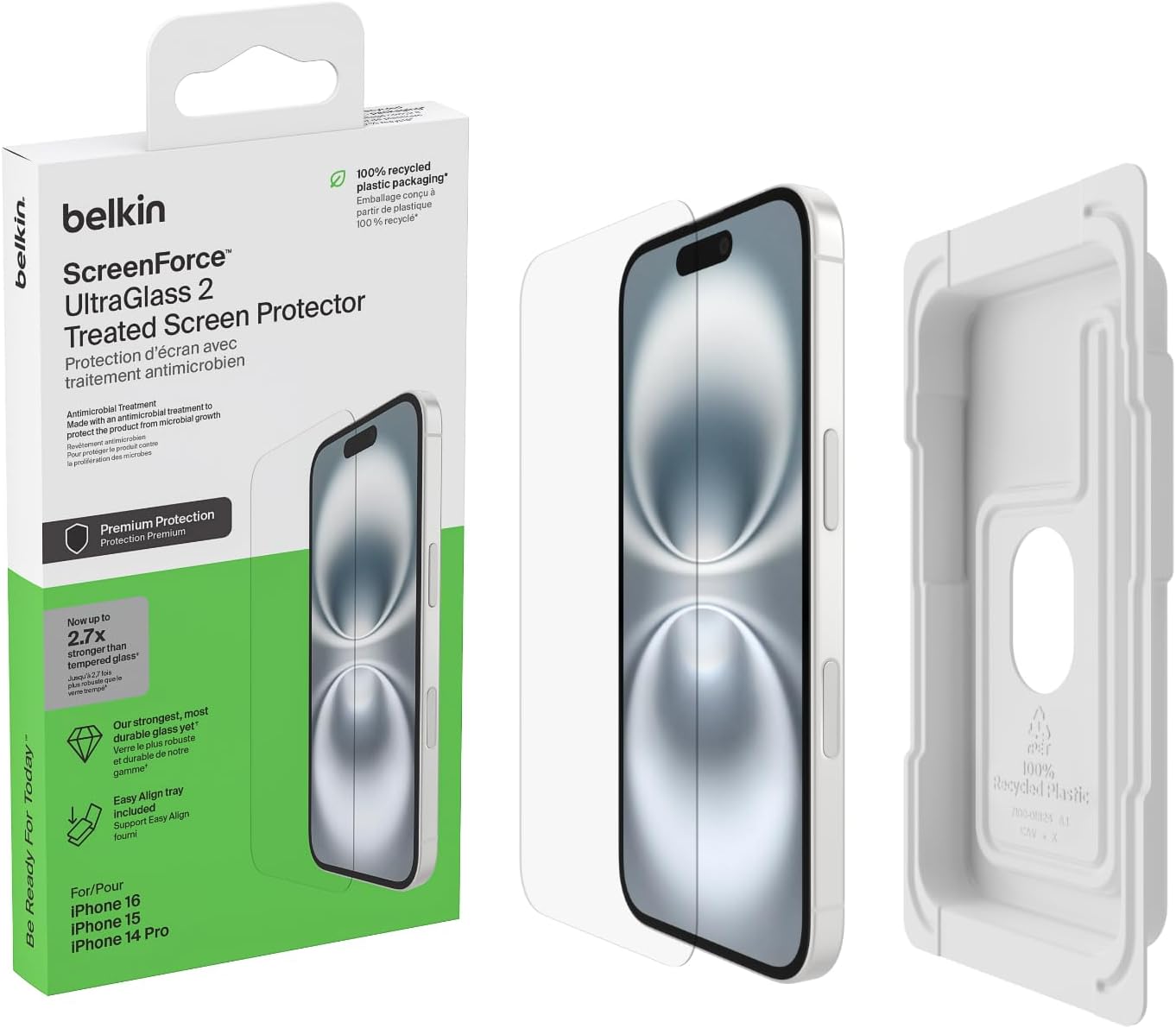 Belkin ScreenForce Screen Protector for iPhone 16, 15 and 14 Pro