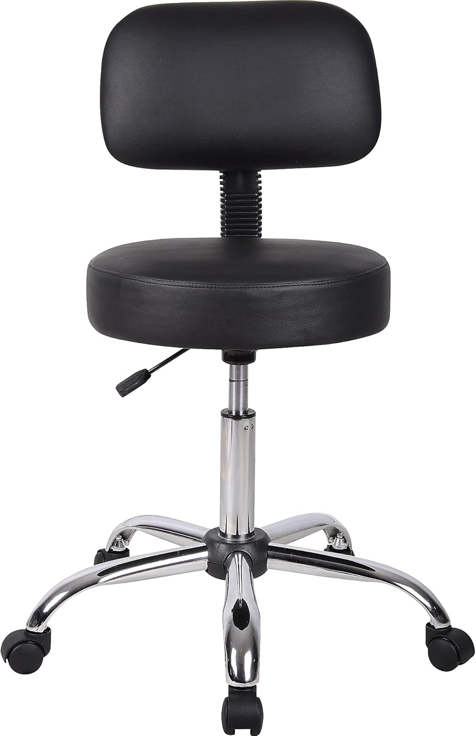 BOSS OFFICE PRODUCTS Medical Stool with Back, Antimicrobial Vinyl, Chrome Base