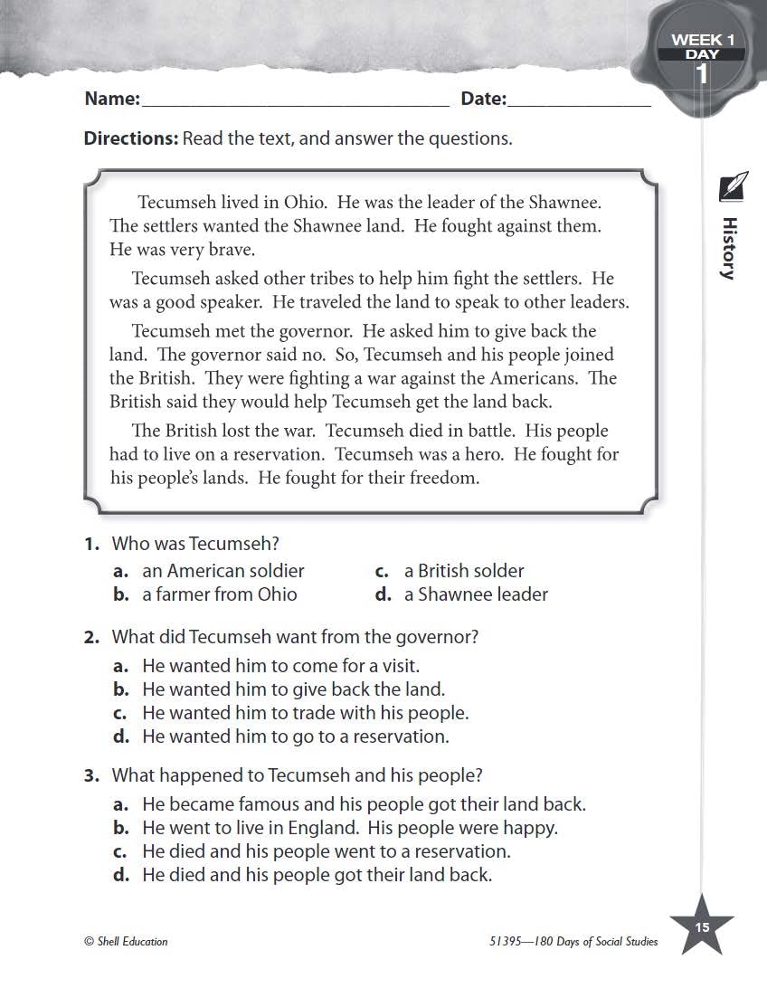 180 Days: Social Studies, Civics for 3rd Grade Practice Workbook for Classroom and Home