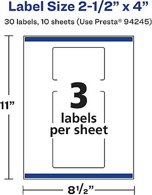 Avery Durable Waterproof Rectangle Labels, Sure Feed Technology, 2.5" x 4"